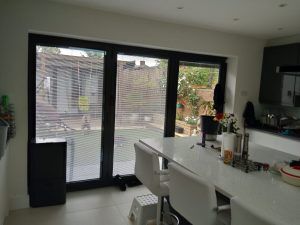 Inside view of 3panel bifold integral blinds