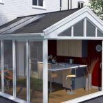 Gable conservatory with open doors