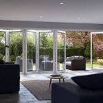6 pane bifold door, white aluminium