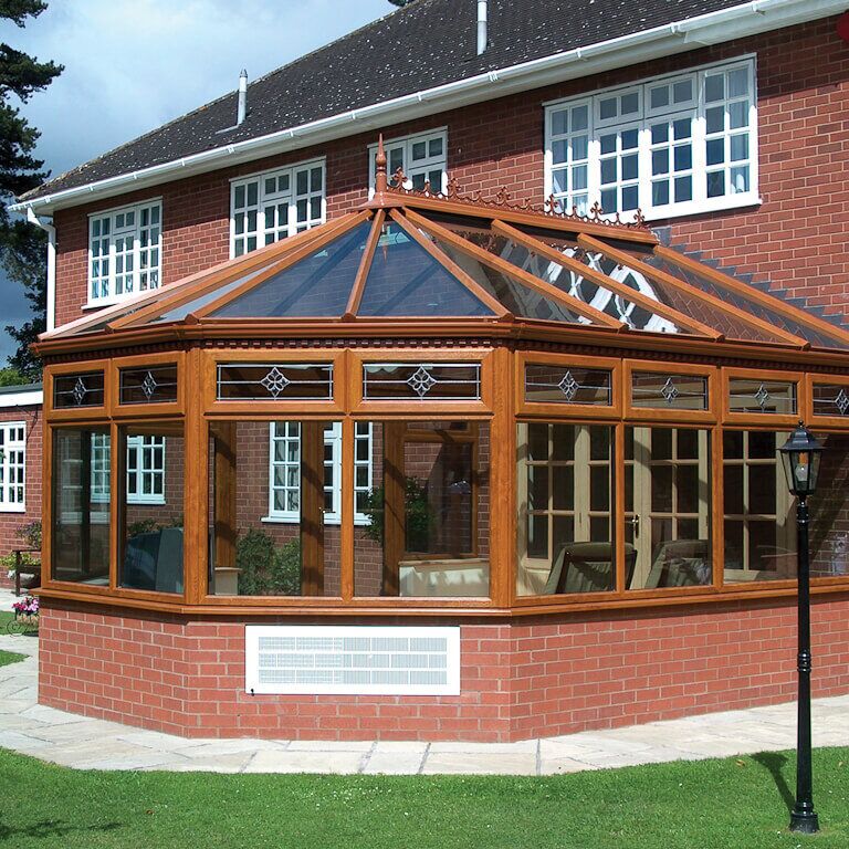 traditional conservatory with wood finish