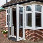 white upvc door in french style