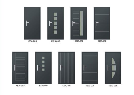 9 DIFFERENT ALUMINIUM DOOR STYLES IN GREY