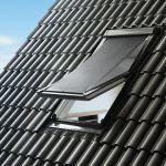 GREY ROOF AWNING DOUBLE GLAZED UNIT FULLY OPENED IN A TILED ROOF