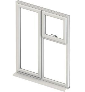white upvc casement window with white background