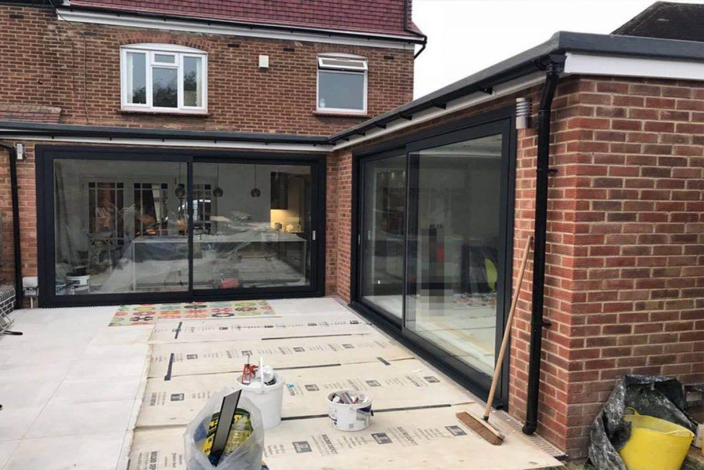 aluminium doors x2 sliders in black