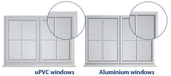 BOTH TRIPLE GLAZED ALUMINIUM AND UPVC FRAMES ON DISPLAY