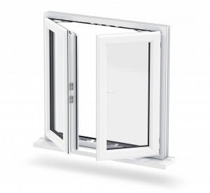 French casement double opening windows in white upvc